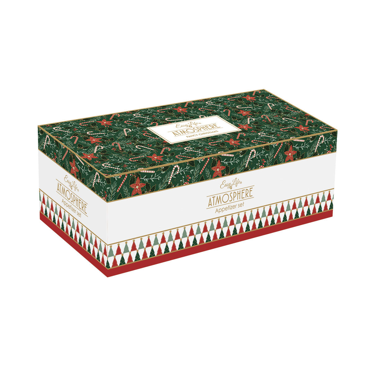 Bögre, csésze Karácsonyi porcelán kínálótál 4 db-os szett bambusztálcán díszdobozban Fancy Christmas (Copy)