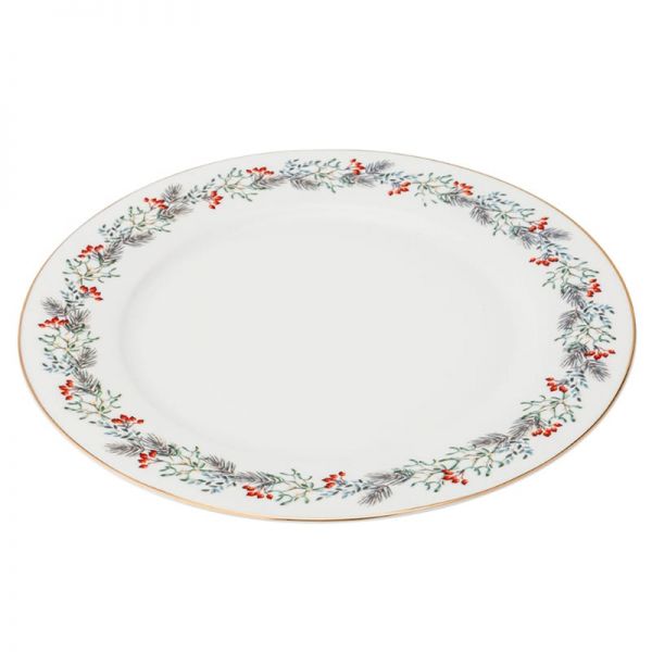 Karácsonyi porcelán fenyőágas lapostányér - 26,5 cm - Magic Christmas