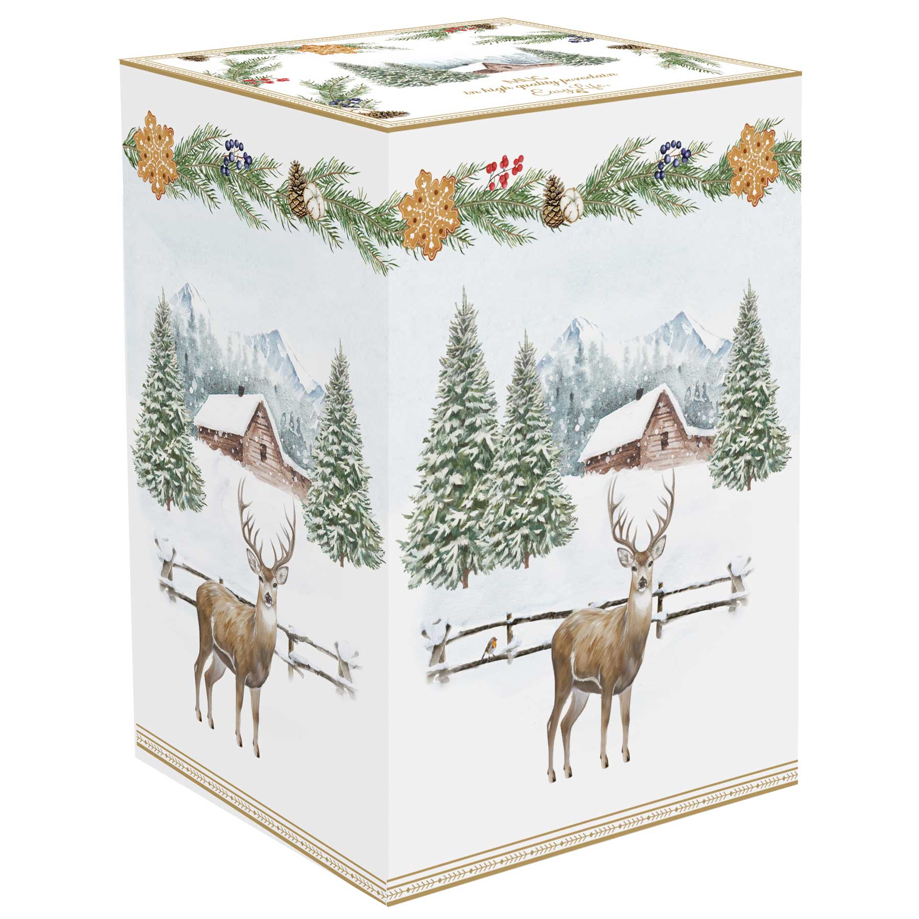 Tányér, étkészlet Karácsonyi porcelán nagy bögre 600 ml szarvasos White Forest díszdobozban