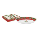 Tálca Karácsonyi porcelán nagy ovális kínáló tál Christmas Berries