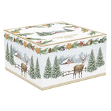 Tányér, étkészlet Karácsonyi porcelán nagy reggeliző csésze aljjal szarvasos White Forest díszdobozban