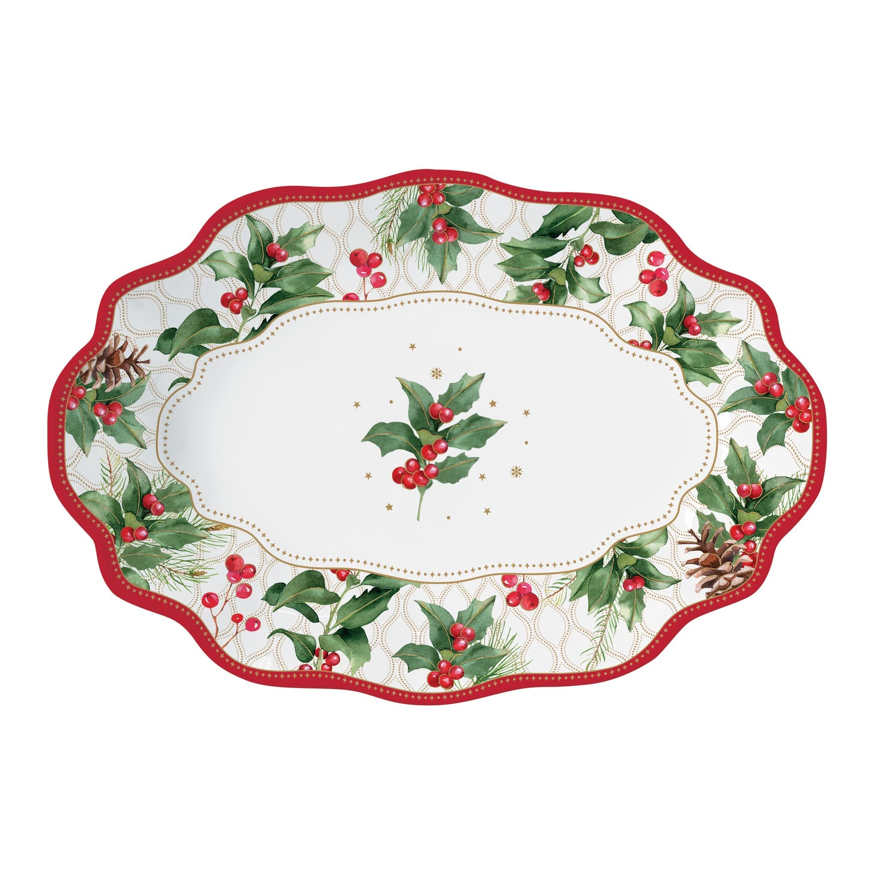 Tálca Karácsonyi porcelán ovális kínáló tál Christmas Berries