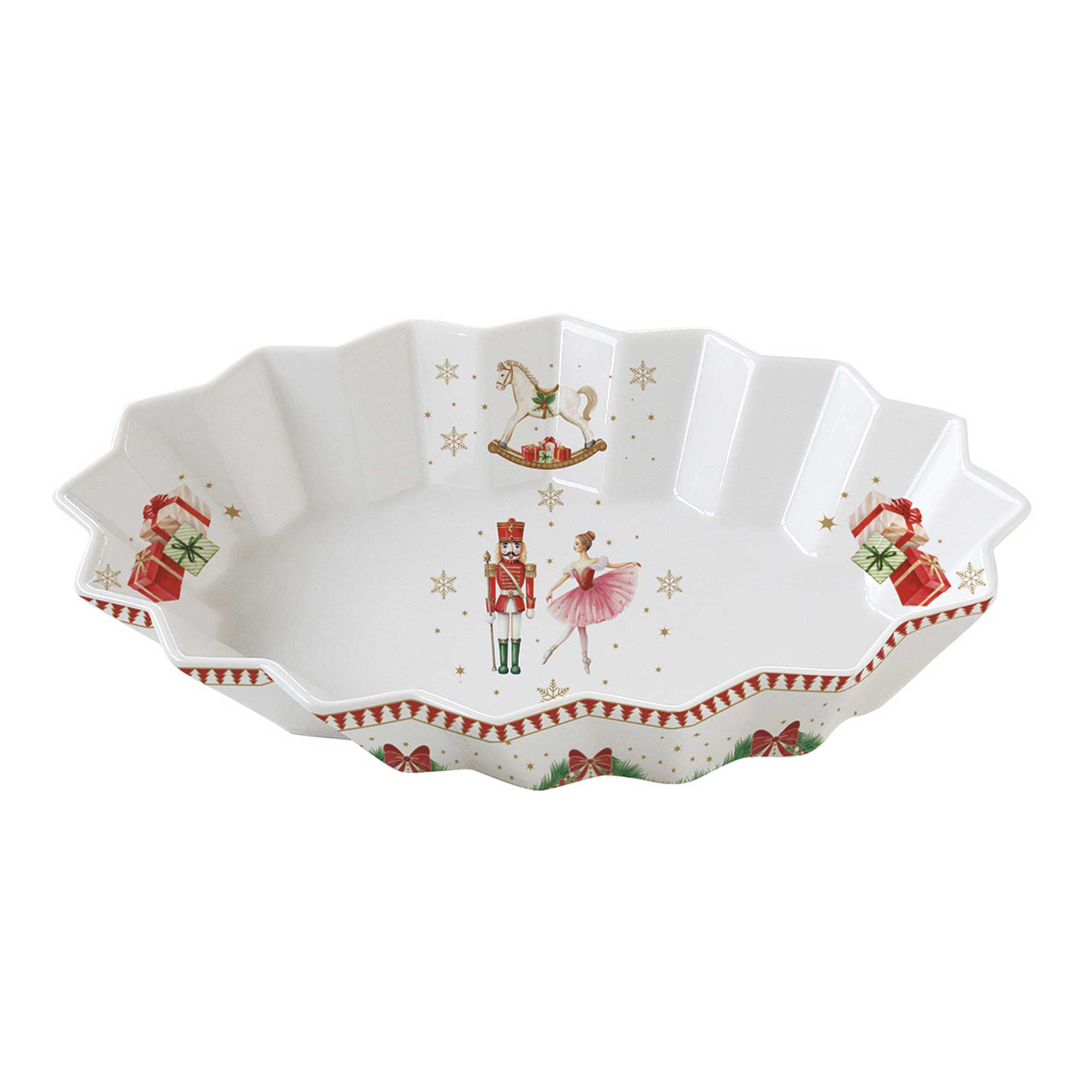 Tányér, étkészlet Karácsonyi porcelán ovális tál diótörős Magie de Noel