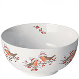 Tálka Karácsonyi porcelán tál 14 cm két vörösbegy madárral