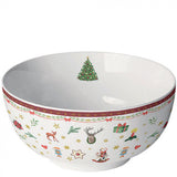 Tál Karácsonyi porcelán tál 6,5x14 cm Ornaments All Over red