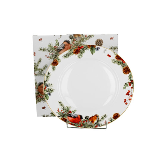 Bögre Karácsonyi porcelán tányér 27 cm díszdobozban Madarak