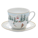 Bögre Karácsonyi porcelán teás csésze aljjal díszdobozban Chalet