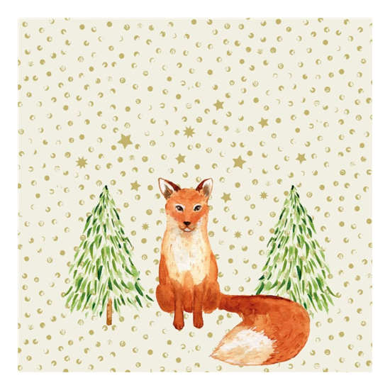 Szalvéta Karácsonyi szalvéta 33x33 cm Snowflakes & Fox
