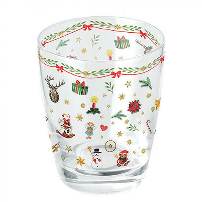 Bögre Karácsonyi üveg pohár 0,25l Ornaments All Over red