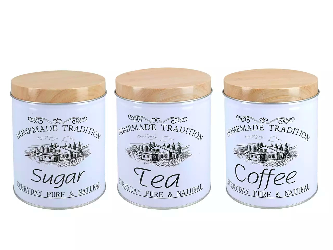 Kávé Tea Cukor fém tároló doboz szett vintage mintával