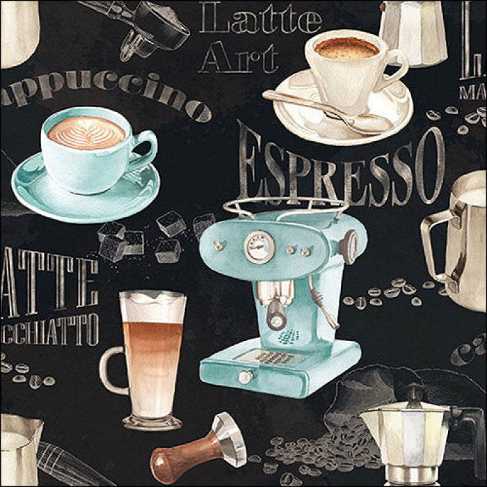 Kávés Barista black háromrétegű papírszalvéta 33x33 cm 20 db-os