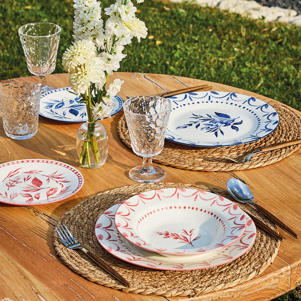 Kék fehér virágos 18 részes porcelán étkészlet Tognana LOIRA
