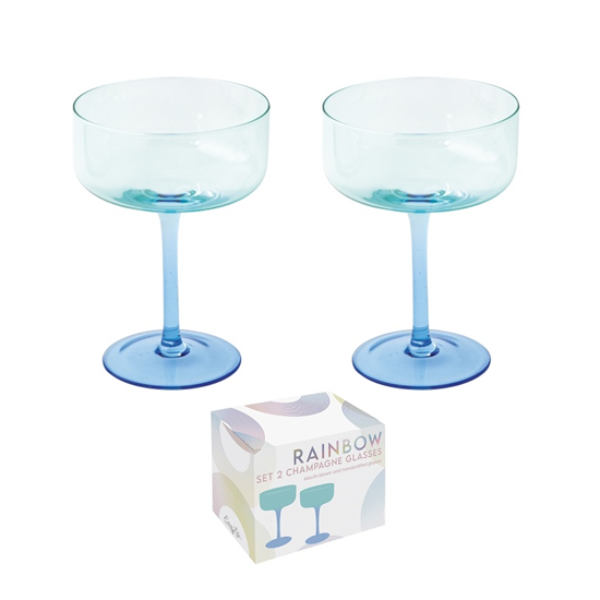Kék színes pezsgős üveg pohár 2 db szett 300 ml