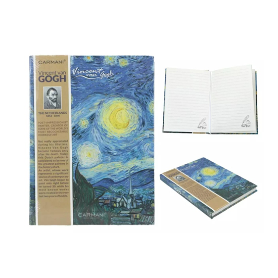 Táska Kemény fedeles vonalas notesz van Gogh Csillagos Éj