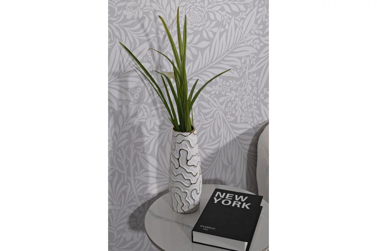 Kerámia váza fehér arany ø 12x29,5 cm Lia