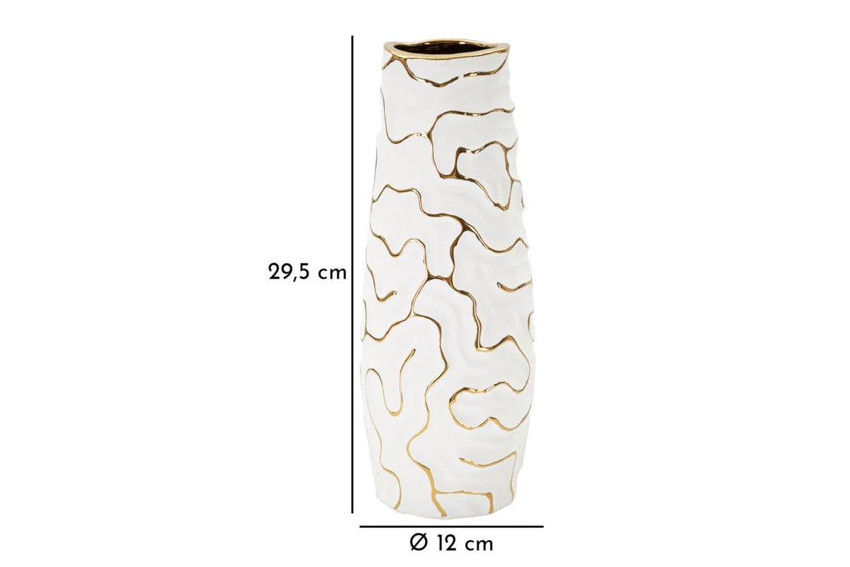 Kerámia váza fehér arany ø 12x29,5 cm Lia