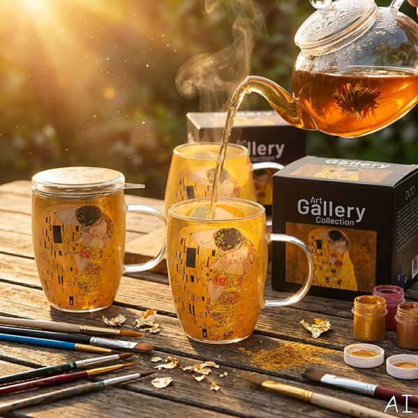 Klimt duplafalú üvegbögre díszdobozban – 350 ml – The Kiss