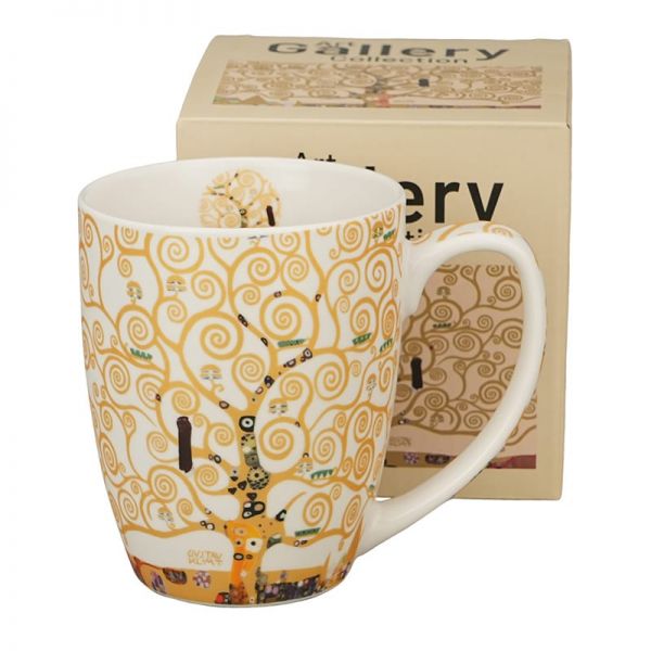 Klimt porcelán bögre – 360 ml – Életfa ecru