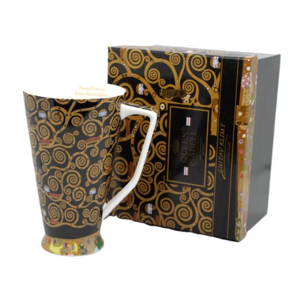 Klimt porcelán hosszúkás bögre - 500 ml díszdobozban - Életfa