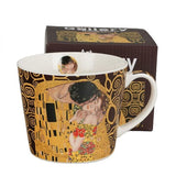 Klimt nagyméretű porcelán bögre 600 ml – A csók és Életfa – barna