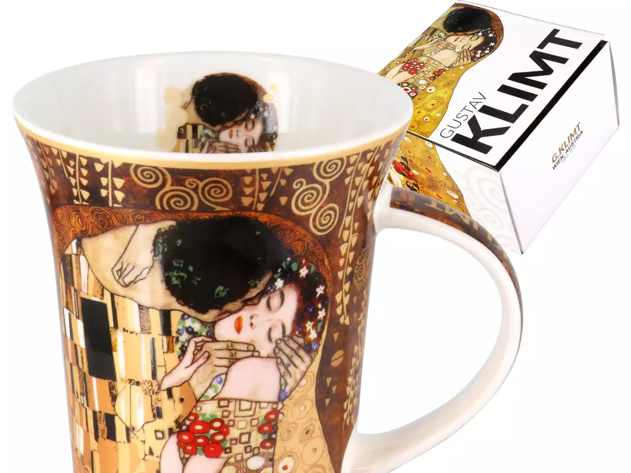 Bögre, csésze Klimt porcelán bögre díszdobozban A Csók 350 ml