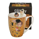 Klimt porcelán bögre fémkanállal – 360 ml – The Kiss