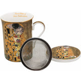 Klimt porcelán bögre fém szűrővel porcelán tetővel szett díszdobozban - 300 ml - A Csók