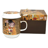 Klimt porcelán bögre fémszűrővel és tetővel - 350 ml - A Csók