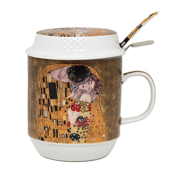 Klimt porcelán bögre fémszűrővel és tetővel - 350 ml - A Csók