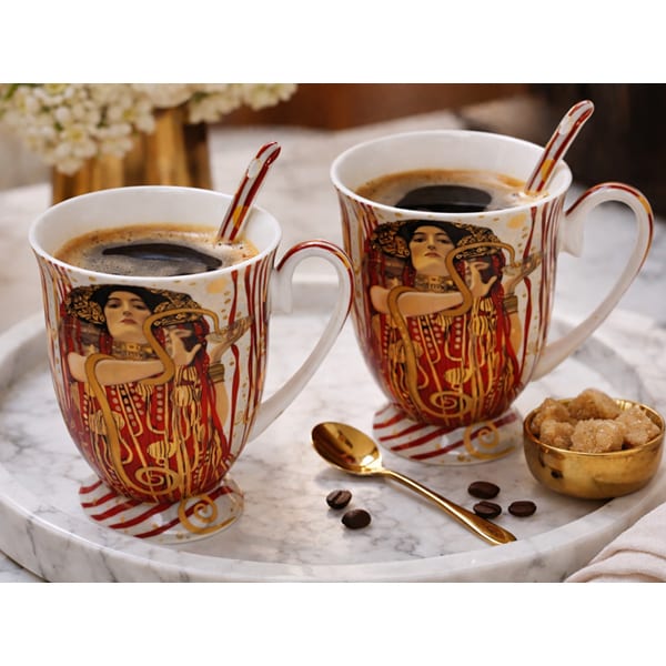 Klimt porcelán bögre porcelán szűrővel és tetővel - 300 ml - Vízikígyó