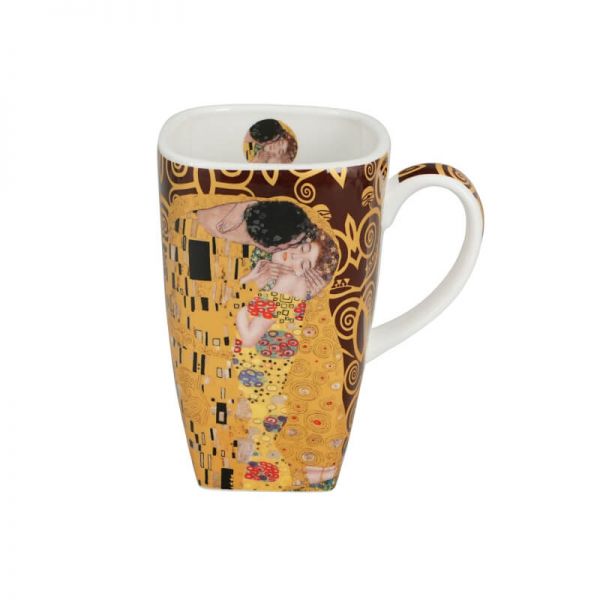 Klimt porcelán bögre - nagyméretű 650 ml - A csók/Életfa / barna