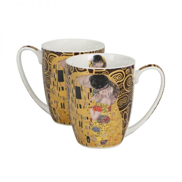 Klimt porcelán bögre szett - 2 darabos 360 ml - The Kiss barna