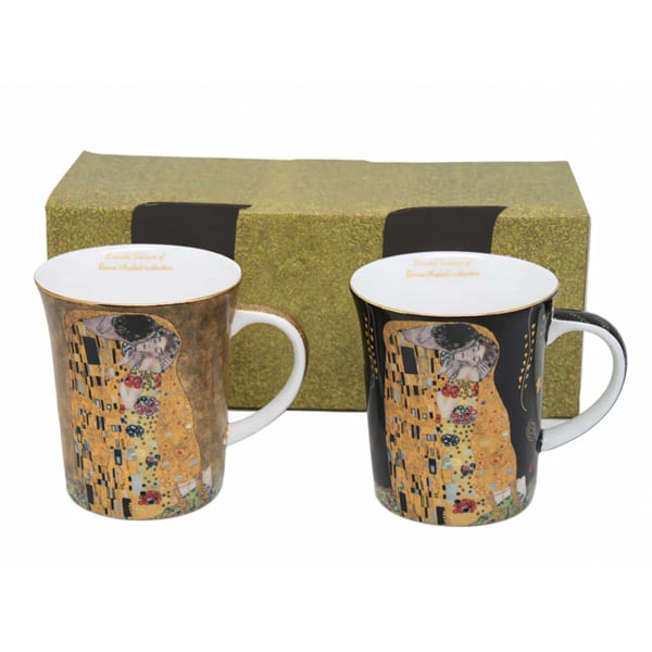 Klimt porcelán bögre szett díszdobozban - 400 ml - fekete és aranybarna