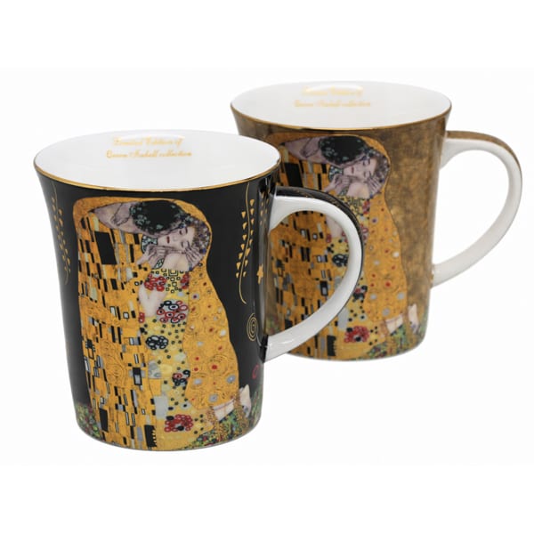 Klimt porcelán bögre szett díszdobozban - 400 ml - fekete és aranybarna