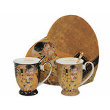Klimt porcelán bögre szett kanállal díszdobozban - 300 ml - fekete/aranybarna