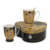Klimt porcelán bögre szett kanállal díszdobozban - 300 ml - fekete/aranybarna