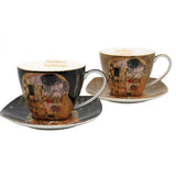 Klimt porcelán csésze aljjal - 250 ml 2 személyes - A Csók fekete barna