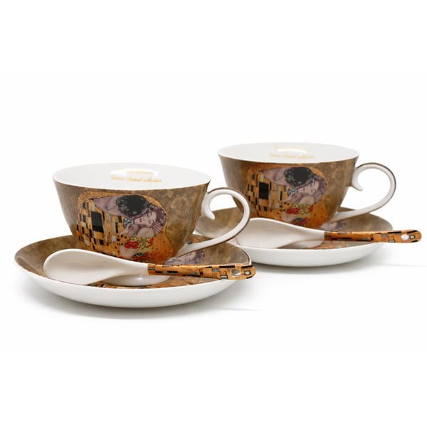 Klimt porcelán csésze készlet 230 ml kanállal- 2 személyes - A Csók (Copy)