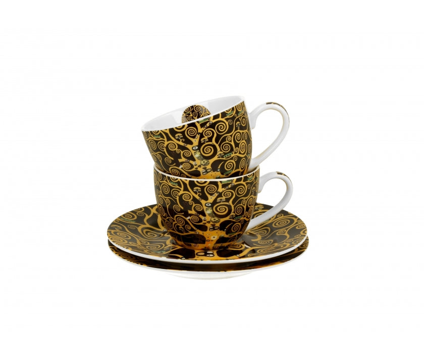 Bögre, csésze Klimt porcelán kávés csésze aljjal két személyes 110 ml Életfa