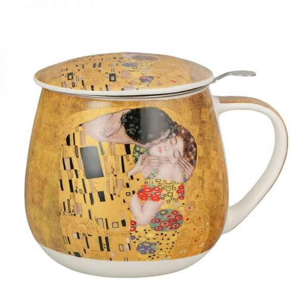 Klimt porcelán öblös bögre fémszűrővel – 430 ml – The Kiss