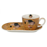 Klimt porcelán reggeliző szett tálcával – 450 ml – The Kiss