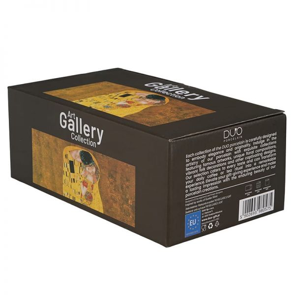 Klimt porcelán reggeliző szett tálcával – 450 ml – The Kiss