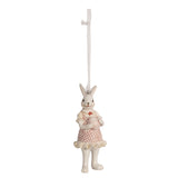 Húsvéti Dekoráció Kockás ruhás nyuszilány húsvéti függődísz 4x10 cm