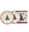 Karácsonyi fenyőfás porcelán desszertes tányér szett 2 db-os 19 cm Christmas Tree 3