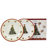 Karácsonyi fenyőfás porcelán desszertes tányér szett 2 db-os 19 cm Christmas Tree 3