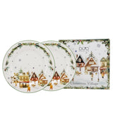 Karácsonyi porcelán desszertes tányér 2 db-os díszdobozban Christmas Village