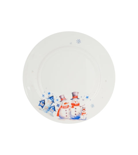 Karácsonyi hóemberes porcelán desszertes tányér szett 2db-os díszdobozban Snowman