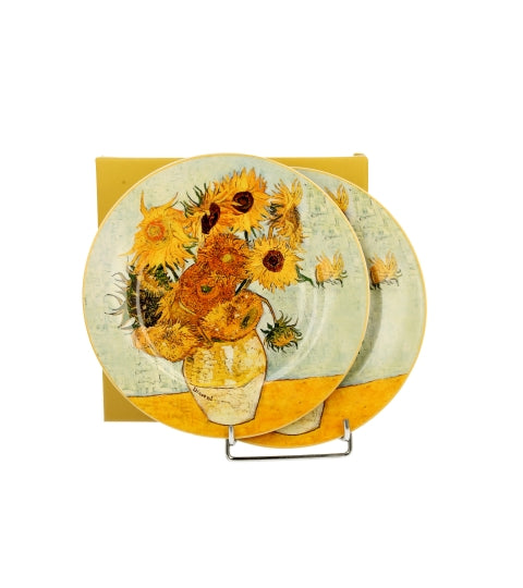 Porcelán desszertes tányér szett 2 db-os 19 cm dobozban Van Gogh Napraforgók