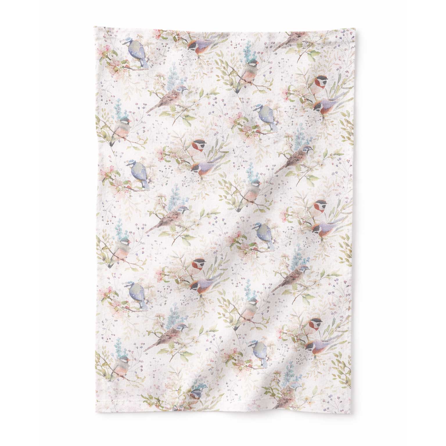 Tavaszi Virágos–madaras konyharuha 50x70 cm 100% pamut Busy birds