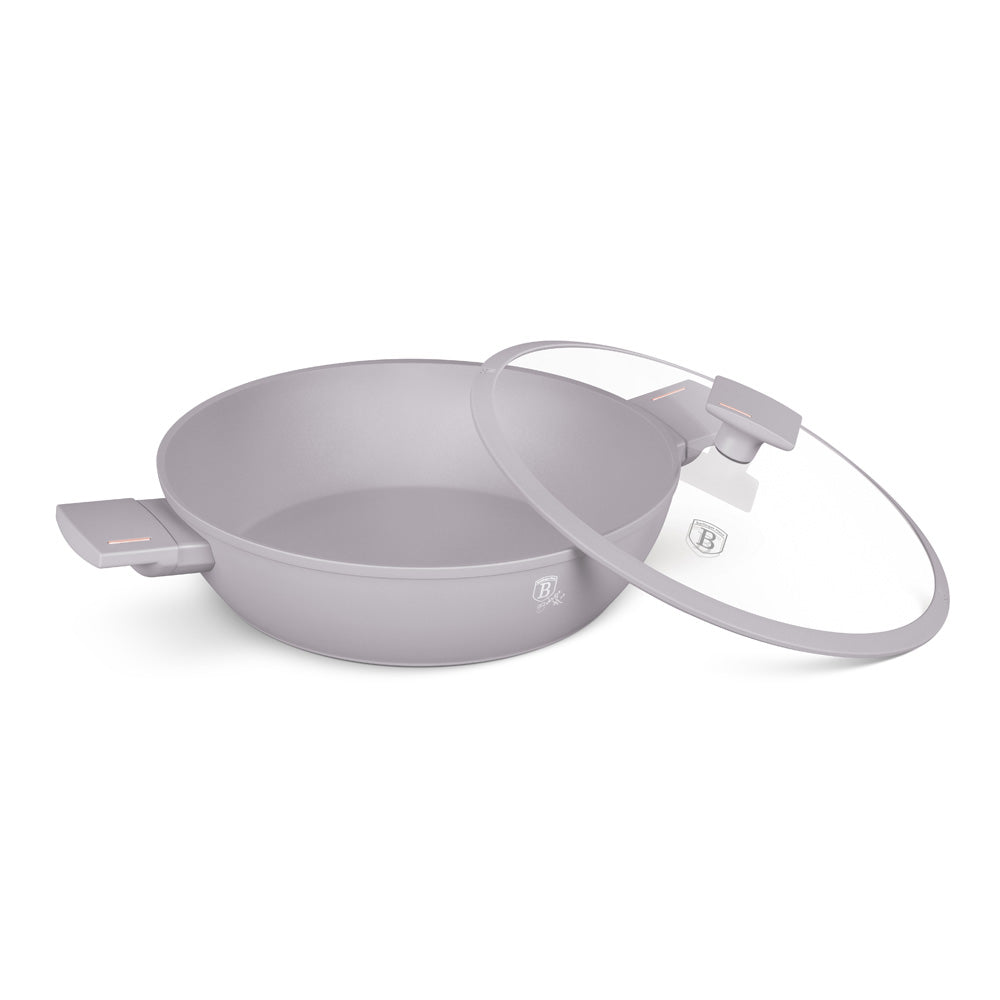 Kovácsolt alumínium Alacsony lábas fedővel 30 cm Indukciós tapadásmentes Berlinger Haus Taupe Collection